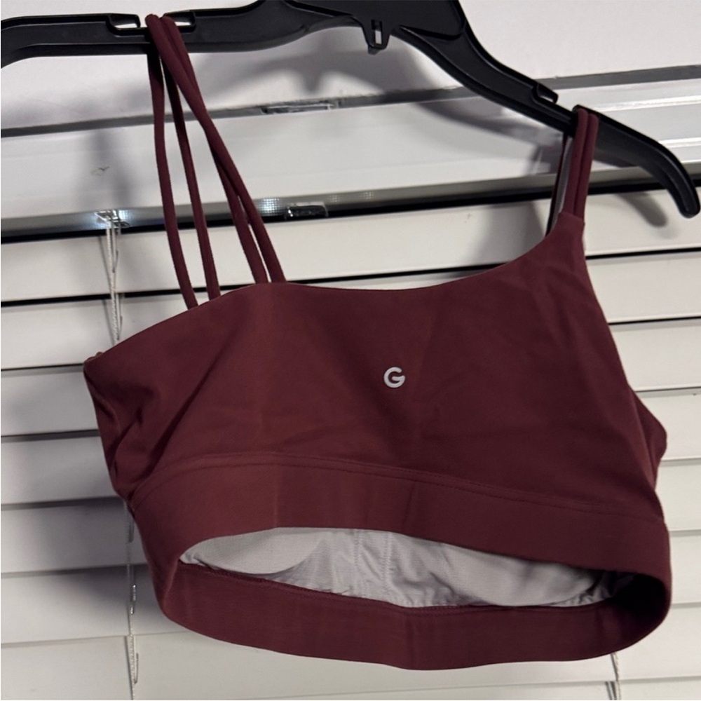 Maroon Strappy Sports Bra with Double Strap Detail